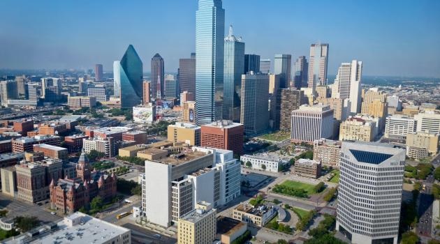 Aerial view of Dallas Skyline