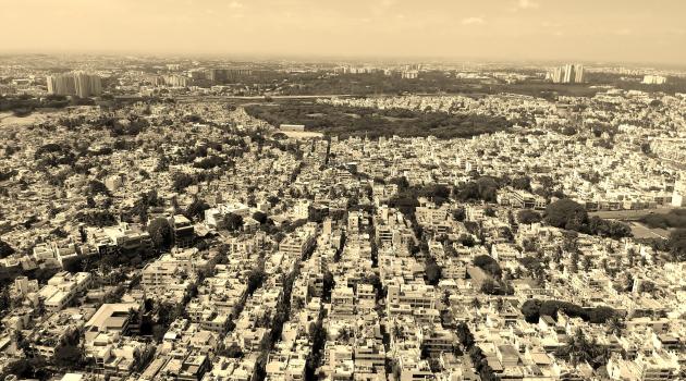 Hazy aerial view of Delhi