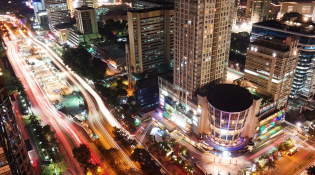 Jakarta bridge at night