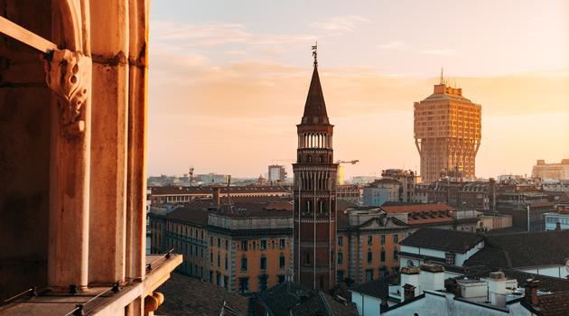 Aerial view of Milan Cathedral