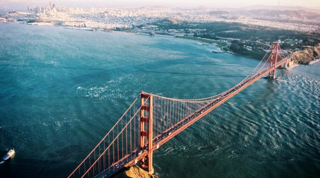 Aerial view of the San Francisco Golden Gate Bridge