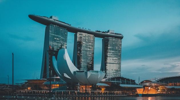 View of Singapore's Marina Bay Sands from the water