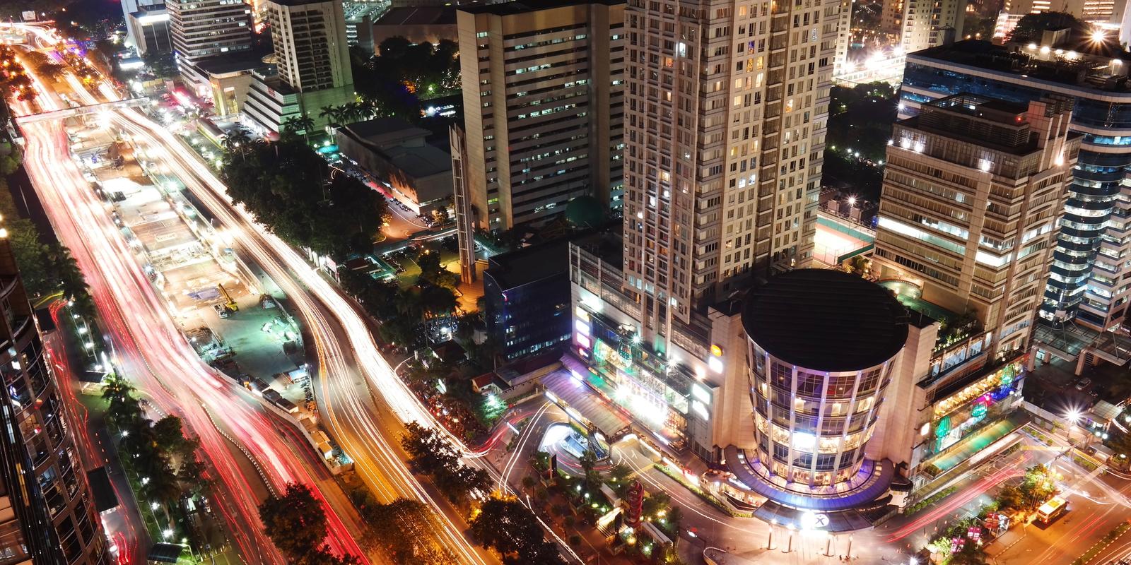 Jakarta bridge at night