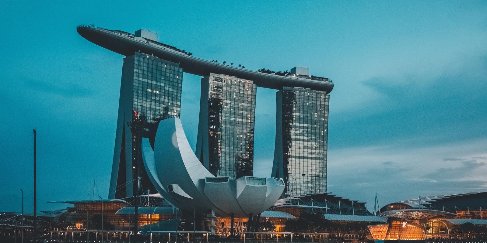 View of Singapore's Marina Bay Sands from the water