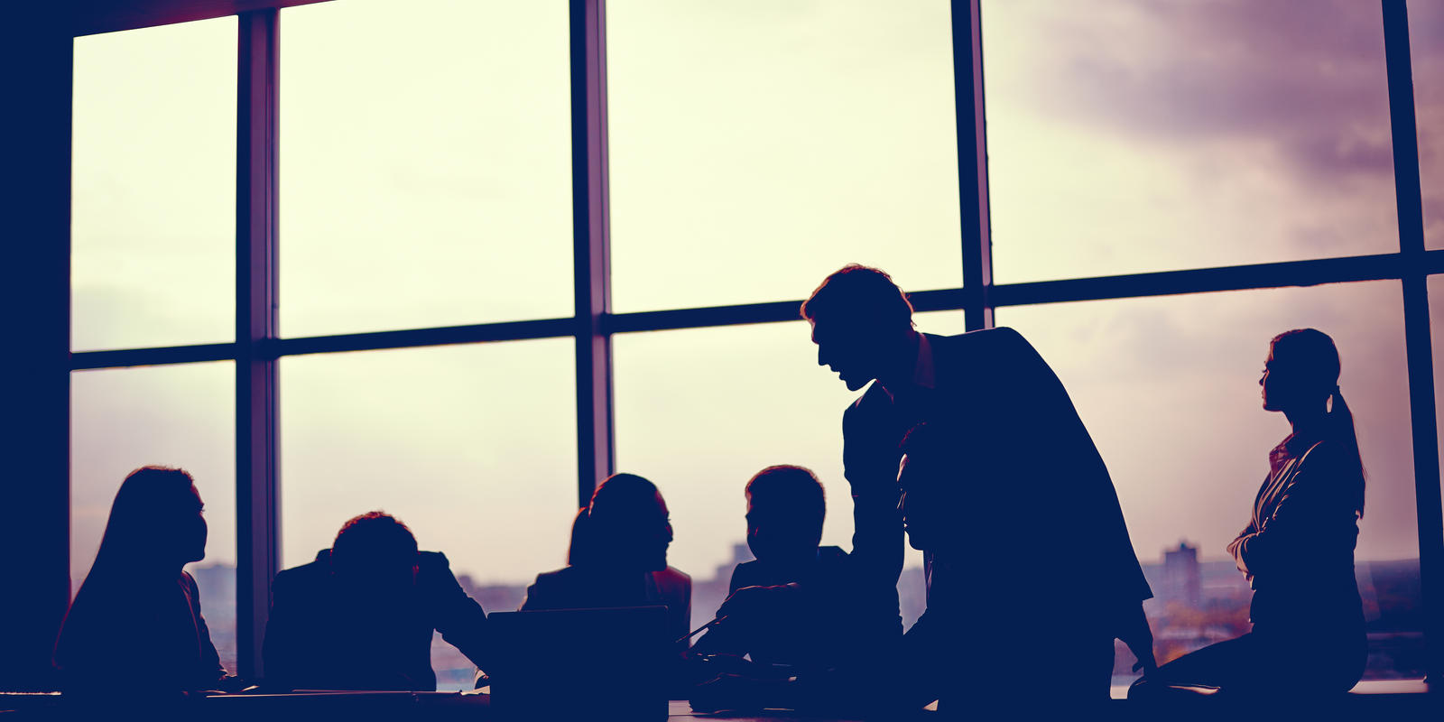 Corporate Meeting Stock Imagery Silhouettes Against Glass Window