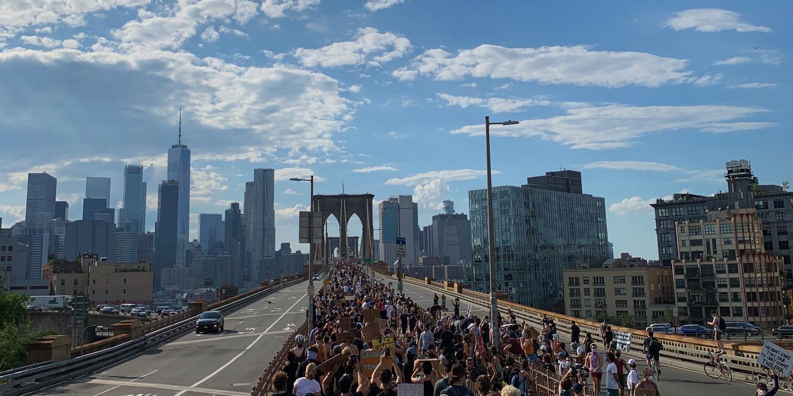 Marching on Brooklyn Bridge 