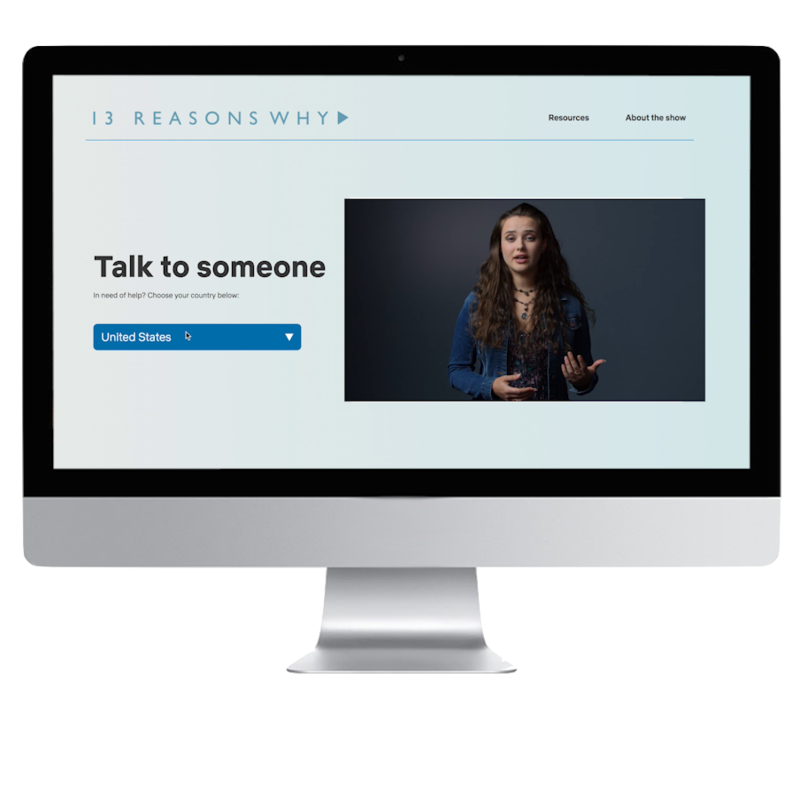 Netflix 13 Reasons Why Talk to Someone Landing Page